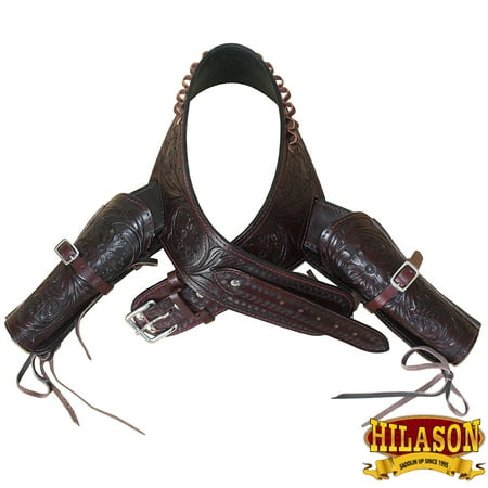 Hilason Western Double Hand Gun Holster Rig 44/45 Caliber Leather