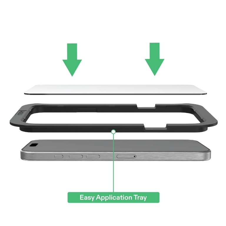 onn Glass Screen Protector with Easy Application Tray for iPhone 17 Pro