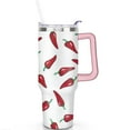 thumbnail image 2 of 40oz Cute Red Chili Stainless Steel Flip Straw Tumbler Spill Proof Travel Cup Double Wall Vacuum Insulated Coffee Mug with Top Handle, 2 of 6