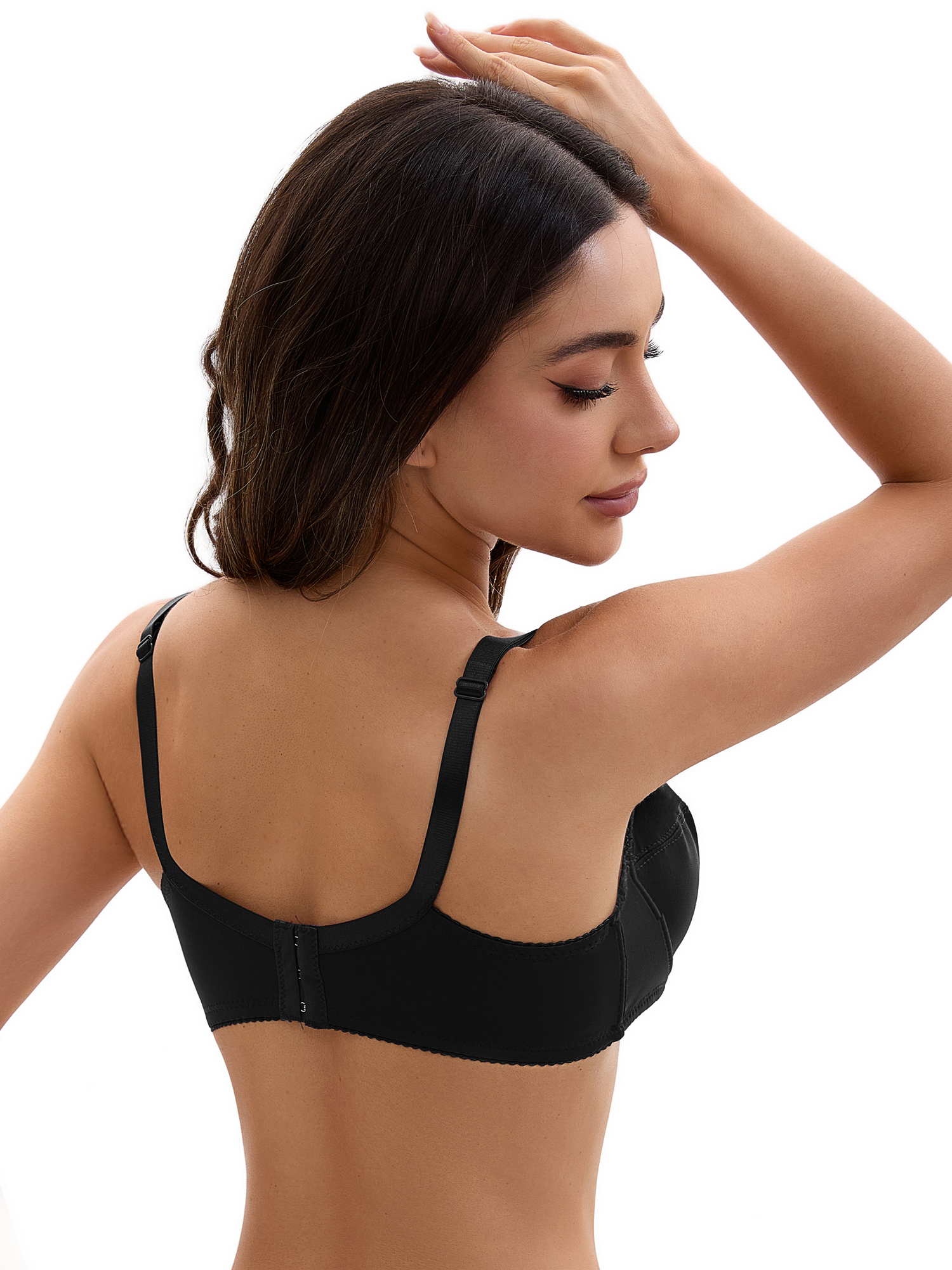 DARING DIVA Women's V Neck Adjustable Strap Underwire Push Up Bras Black 38 D