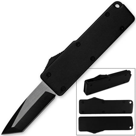 Legends Micro OTF Tanto Blade Knife Black Out The Front w Side (Best Microtech Otf Knife)