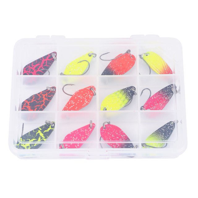 12 Uds 3G colorido patrón de Metal lentejuelas de pesca señuelos duros cebos artificiales Set con caja
