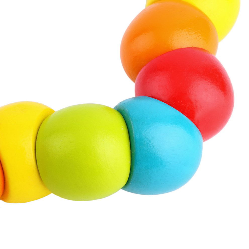 Wooden Twisty Wiggly Worm Multicolour Sensory Wood Bead Developmental Toy FT 