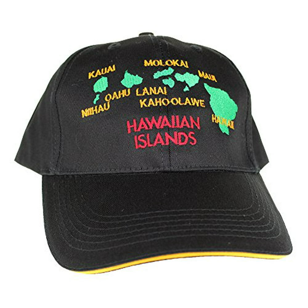 Hawaiian Islands Cap Hats, Black