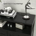 thumbnail image 3 of Farmhouse Storage Cabinet with Charge Station & Open Shelf,Coffee Bar Station Table with Adjustable Shelves and Barn Doors for Kitchen Dining Room,Rustic Grey, 3 of 9