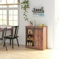 thumbnail image 3 of Homiyad Farmhouse Kitchen Sideboard Buffet Cabinet Coffee Bar Cabinet with Sliding Barn Door and Adjustable Shelf Brown, 3 of 9