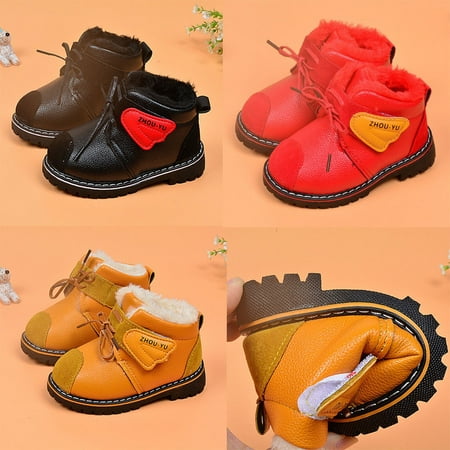 

Hunpta Kids Boots Shoes Snow Boots Baby Boys Toddler Shoes Winter Warm Infant Girls Leather Baby Shoes