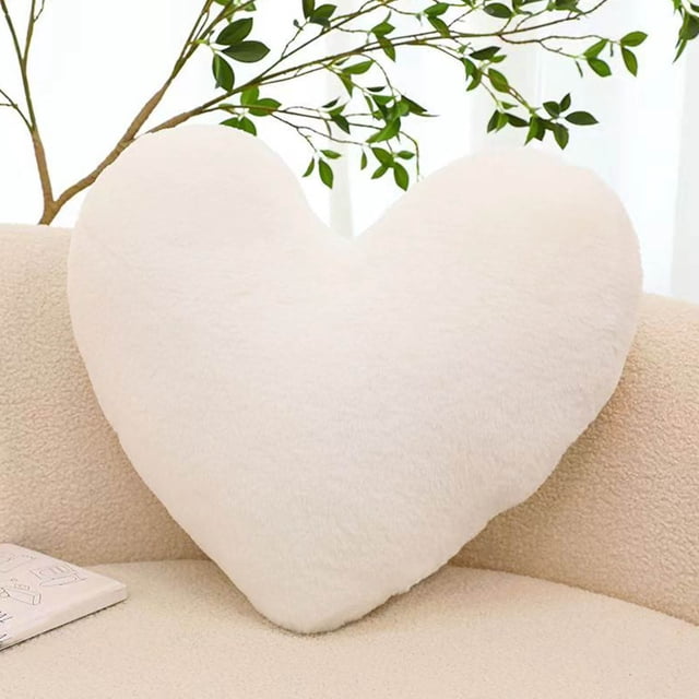 Cojín en forma de corazón – Cojín decorativo | Piel sintética suave, Decorativo de felpa, Detalle, Regalo | 15,7 in | Decoración para el hogar de sofás | Textura acogedora | Rosa | 1 PC