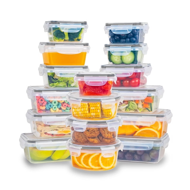 Redlemon Contenedores para Alimentos (16 Pz con Tapa Hermética), Recipientes Reutilizables Ecológicos para Almacenamiento, Microondas y Lavavajillas, Fácil de Limpiar