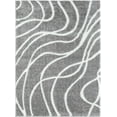 thumbnail image 2 of HR Plush Grey Carbon and White Wave-Patterned Shag Rug, 1-Inch Thick Soft High Pile, Stain-Resistant Carpet for Living Room, 2 of 6