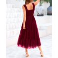 thumbnail image 3 of Vestido BTFBM para mujer de verano 2025, sin mangas, cuello cuadrado, midi, 3 of 6
