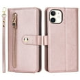 thumbnail image 3 of ELEHOLD Luxury Wallet Case for iPhone 11 (6.1") Card Slots Zipper Purse Stand Function with Crossbody Strap Wrist Strap PU Leather Shockproof Case for iPhone 11,Rosegold, 3 of 7