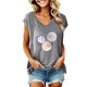 thumbnail image 1 of Gibobby Playeras Mujer Camisetas Cuello V Mujeres verano casual básico gráfico chaleco divertido playa vacaciones clásico ajuste camisa(Gris,G), 1 of 3