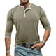 thumbnail image 1 of Blusas y camisas de manga larga y cuello redondo para hombre, color liso, informal, con botones, cárdigan de media manga, top de cuello redondo para hombre, blusas de poliéster para hombre, 1 of 8