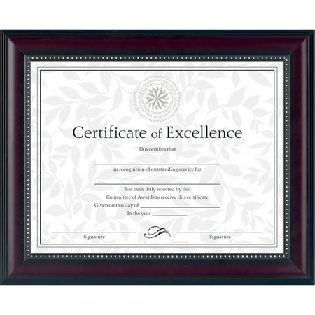 DAX Prestige Document Frame, Rosewood/Black, Gold Accents, Certificate, 8 1/2 x 11