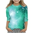 thumbnail image 2 of Frwgonr Shirts for Girls Green Kids Crewneck Tops Casual Fashion Tees Size 3T-12, 2 of 5