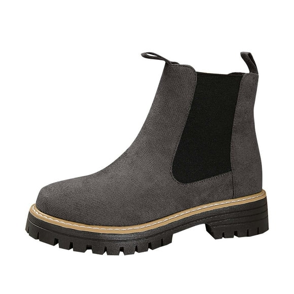 LOVZFMLL Boots for Women Ankle Booties Round Toe Slip Resistant Low Chunky Heel Casual Fall Winter Fashion Boots Shoes