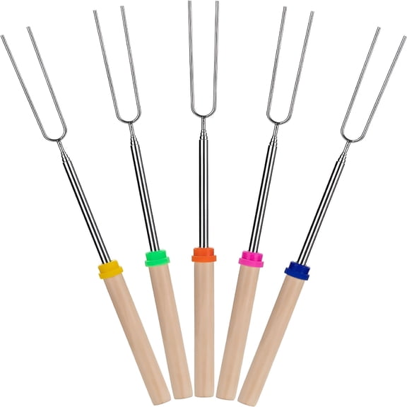 ACDANC Roasting Sticks,5Pcs,32”,Extendable Stainless Steel Campfire Smores Sticks,Hot Dog Sticks for Campfire,Roasting Sticks for Fire Pit,Smores Skewers