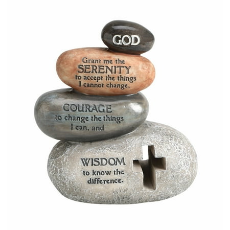 Stone Sculpture Supplies - Stacked Stones Serenity Prayer Sculpture - Indoor/Outdoor Statue - 5.12