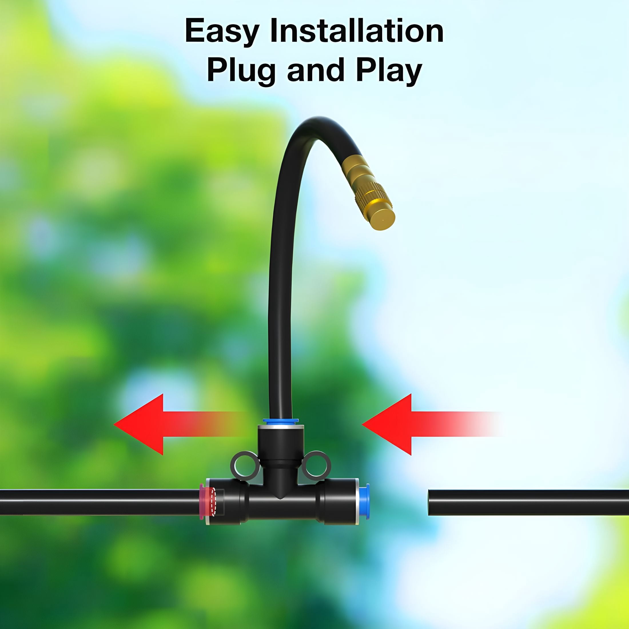 HIBIBUD 200Ft 1\/4"Drip Irrigation System,Garden Irrigation Kit with 32Pcs Adjustable Copper Nozzles,Automatic Atomizing Watering System for Outdoor Plants,Raised Bed