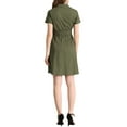 thumbnail image 4 of INSPIRE CHIC Women's Fit and Flare Collar Pocket Elastic Waist Mini Dress S Gray Green, 4 of 9