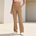 thumbnail image 6 of Womens High Waisted Yoga Pants Straight Leg Leggings Petite Regular, Side Pockets, Slim Fit, Solid Color, Women's Yoga Legging, Bell Bottom,Work Lounge Daily, 6 of 7
