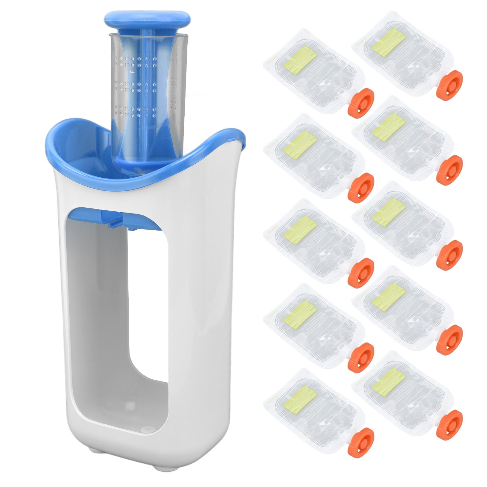 Rupoun Manual Baby Puree Maker, 23-Piece Baby Food Blender and Squeezer Station with Storage Pouches, Blue