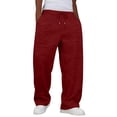 thumbnail image 2 of Mens Joggers, Loose Fit Wide Leg Sweatpants, Elastic Waist Casual Daily Jogger Trousers With Pockets Wine L, 2 of 5