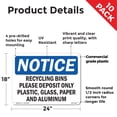thumbnail image 2 of Recycling Bins Please Deposit Only Plastic OSHA Notice Rigid Plastic Sign 24 Inch x 18 Inch - 10 Pack, 2 of 8
