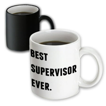 3dRose Best Supervisor Ever, Black Letters On A White Background, Magic Transforming Mug,