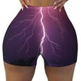 thumbnail image 2 of Gukieu Thunderstorm Violet Purple Print Women's Sports Shorts, Elastic Waist High Stretch Running Yoga Gym Sweatpants-Large, 2 of 8