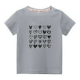 thumbnail image 2 of Lilgiuy Toddler Valentine's Day T-Shirts Solid Color Love Heart Graphic Top Tee Summer Short Sleeve Crewneck Boys Girls Clothes for Daily Wear (Gray), 2 of 4