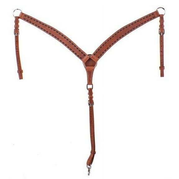 Showman Harness Leather Breast Collar w/ Buckstitch Trim