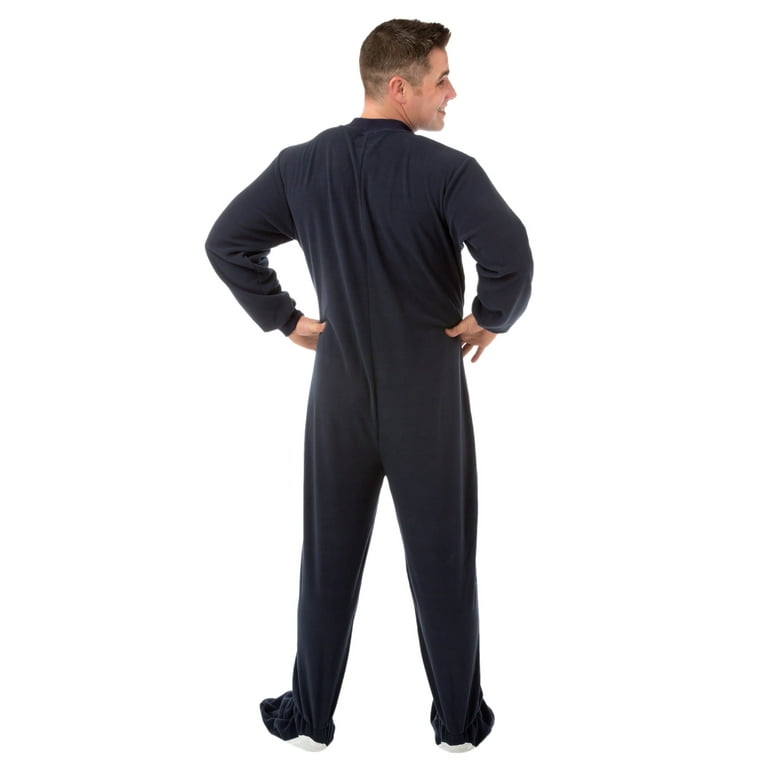 Big Feet Pajama Co. Navy Blue Micro polar Fleece Adult Footed