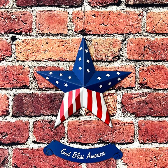 Rustic Metal 3D Barn Americana Stars Patriotic Wall Decoration American Flag Wall Star July 4th Country Americana Star