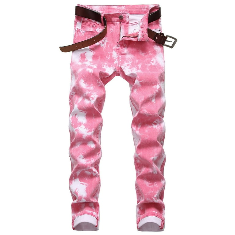 Mens Jeans Men's Fashion Oversized Ripped Slim Jeans Pants