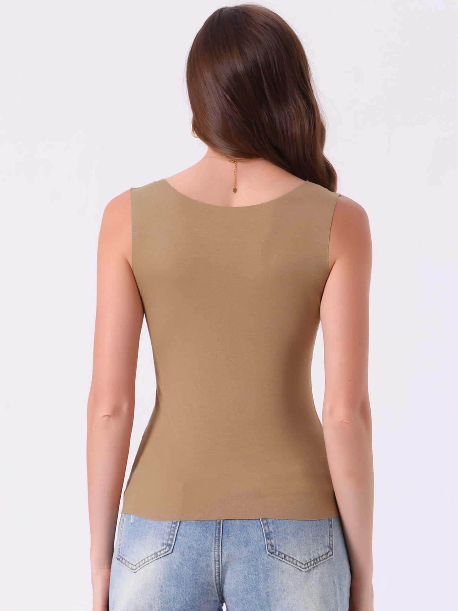 DARING DIVA Women's Modal Sleeveless U Neck Loungewear Summer Sleep Tops M Khaki