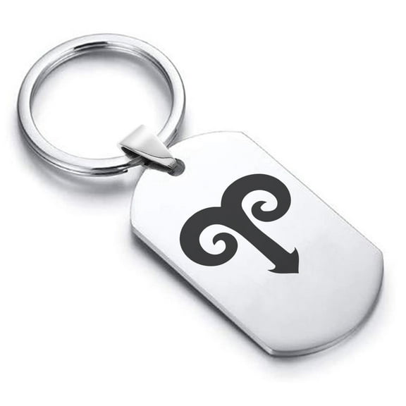 Stainless Steel Aries Zodiac Sign (Ram) Dog Tag Keychain Circle Ring