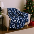thumbnail image 4 of Christmas Snowflake Print Throw Blanket in Red and Blue Colors, Soft and Warm Nap Blanket for Sofa and Bed, Festive Seasonal Throw for Holiday Comfort and Decor, 4 of 7