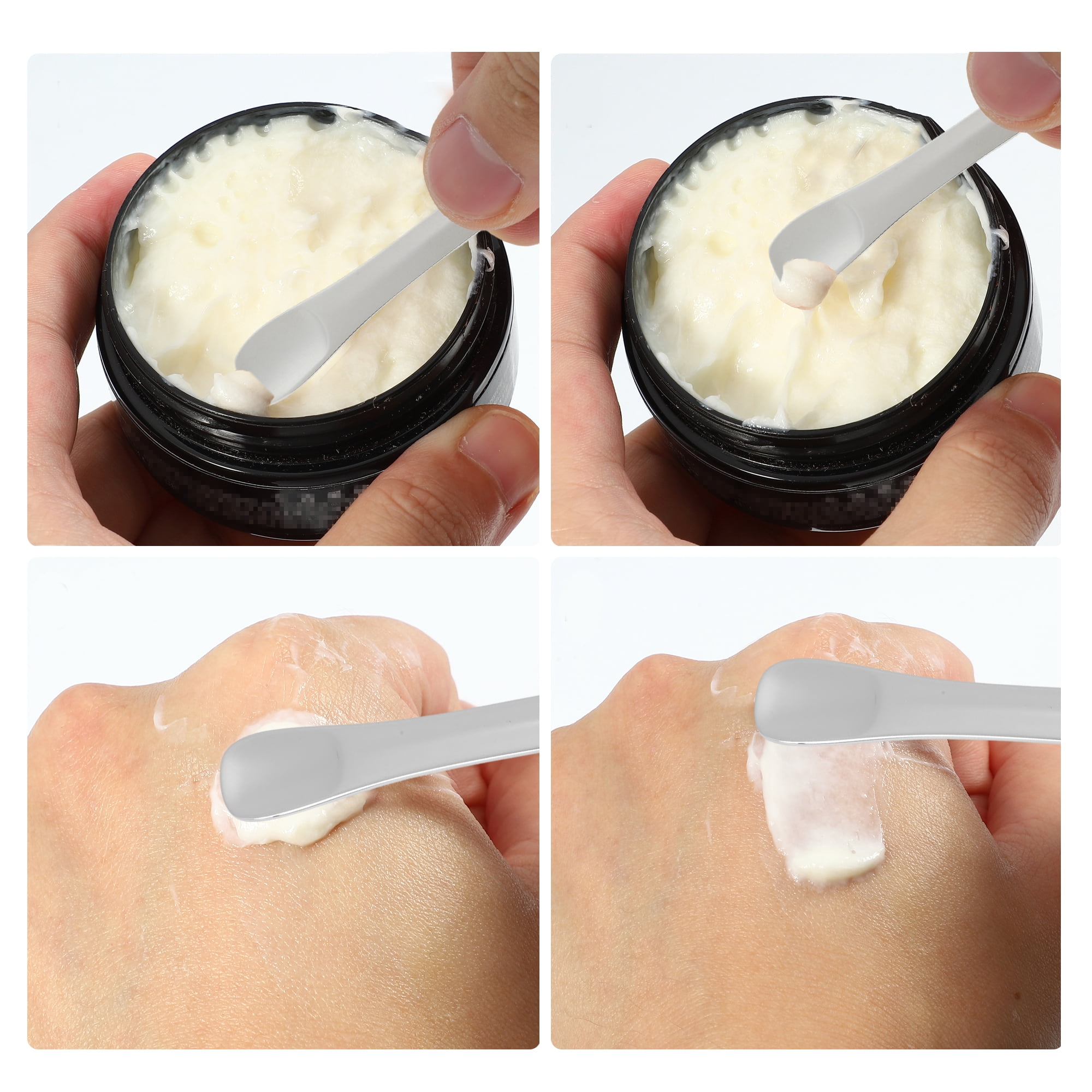 Unique Bargains 2pcs Durable Makeup Cosmetic Spoons Silver Tone