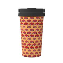Gaeub Red Cars Print Travel Mug, Insulated Coffee Mug with Leakproof Lid, Travel Coffee Mug,Vacuum Stainless Steel Double Walled Reusable Coffee Cup