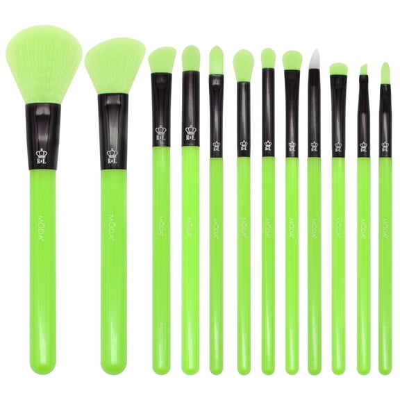 Moda Brush Neon Green 12pc Makeup Brush Kit