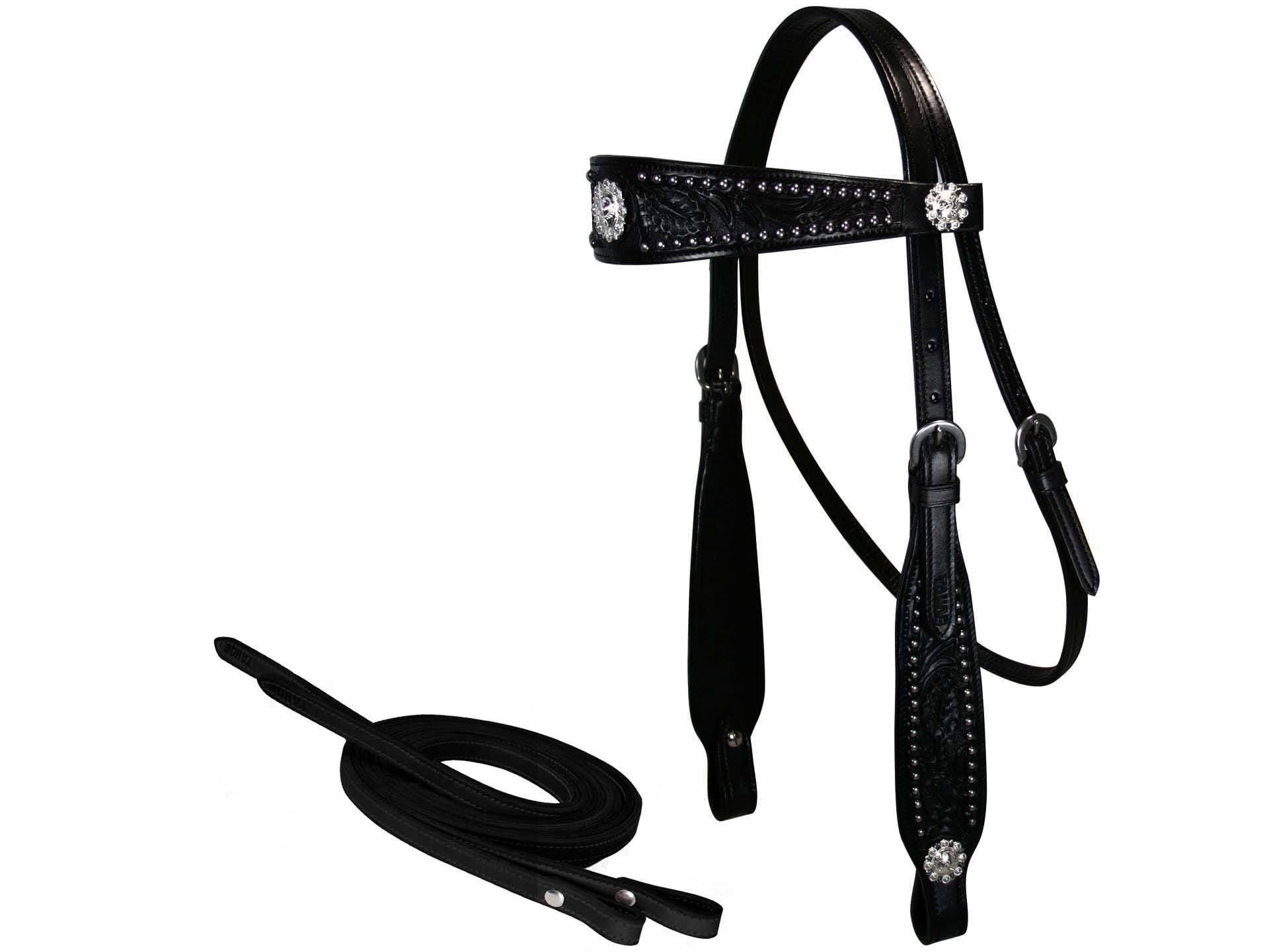 Tahoe Tack USA Leather Black Show Studded Midnight Western Browband