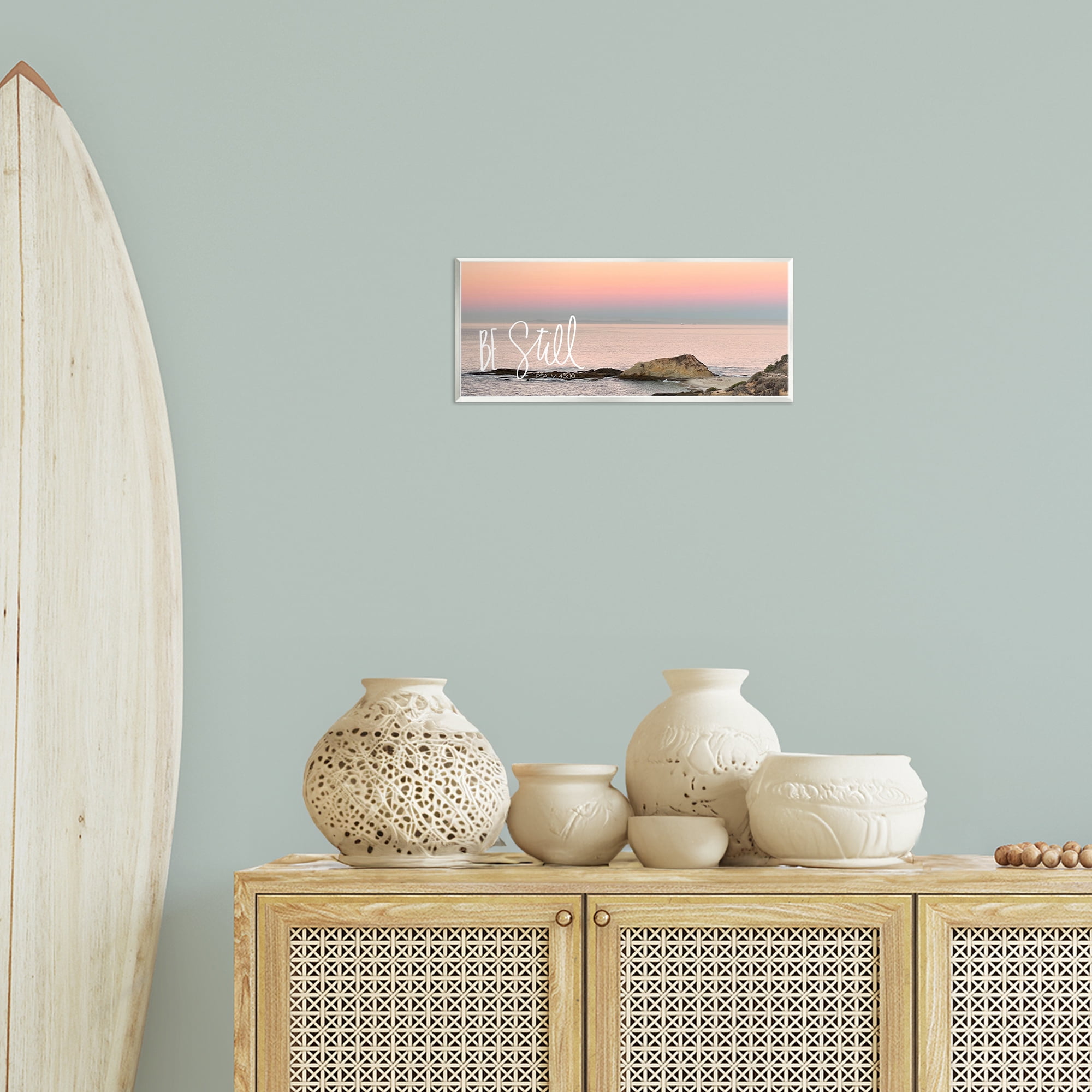 Stupell Industries Be Still Peaceful Beach Landscape Painting Unframed Art Print Wall Art, 17 x 7