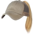 thumbnail image 2 of C.C Ponycap Messy High Bun Ponytail Adjustable Mesh Trucker Baseball Cap Hat, Distressed Beige, 2 of 4