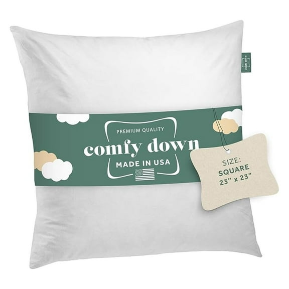 Down Pillow Insert 23x23 - Made in USA, 100% Cotton 233TC, Square Throw Pillow Form, 95/5 Fill for Sofa, Bed, Chair