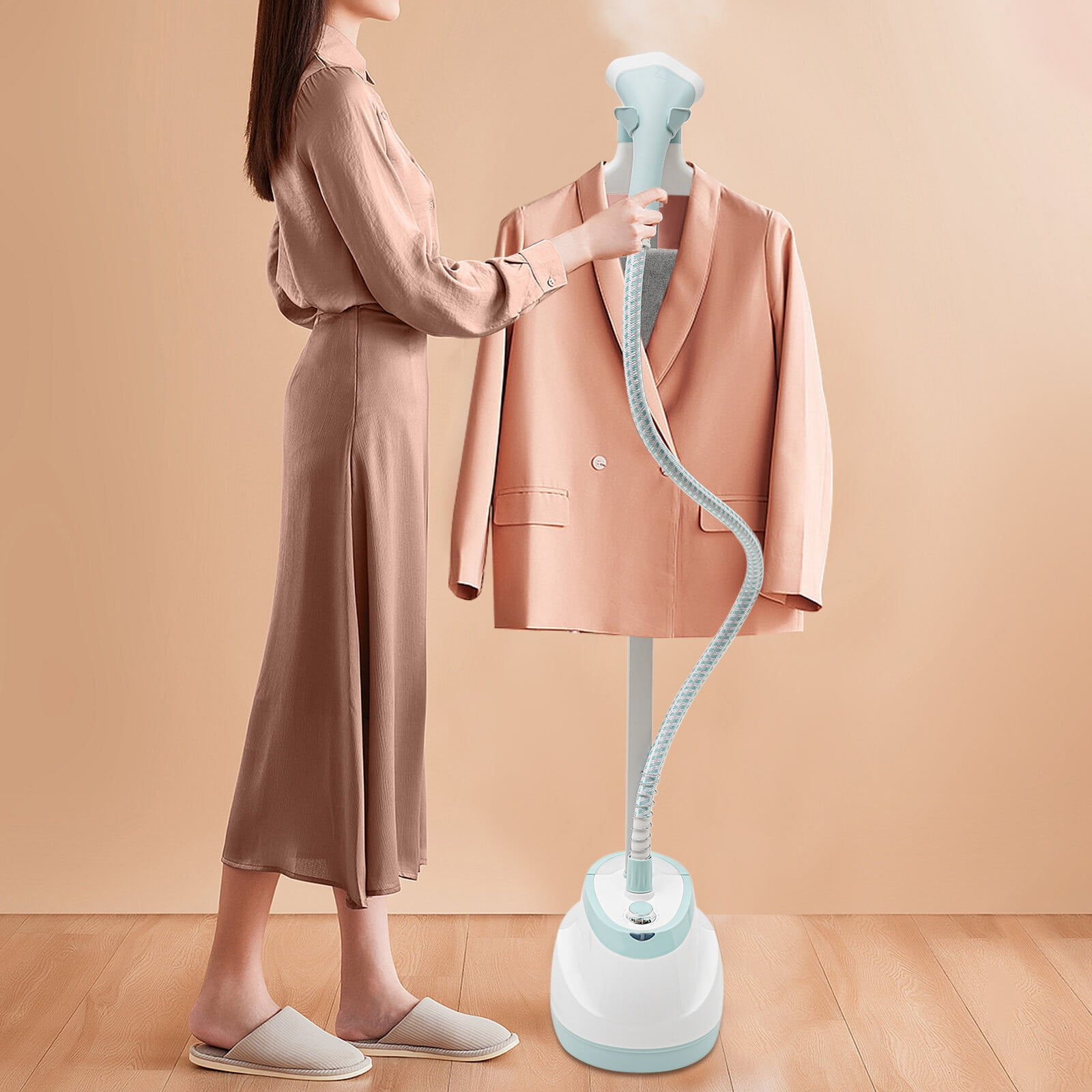 2-in-1 Professional Cloth Steamer with Ironing Board and Clothing Hanger Steam Output 45 Seconds For Wrinkles and Creases, 1.6L Standing Garment Steamer for Clothes