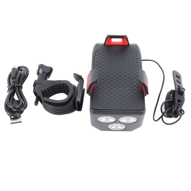 Faro delantero, altavoces, perfecto para recorridos nocturnos en carretera y montaña, luz de bicicleta multifunción roja y soporte para teléfono