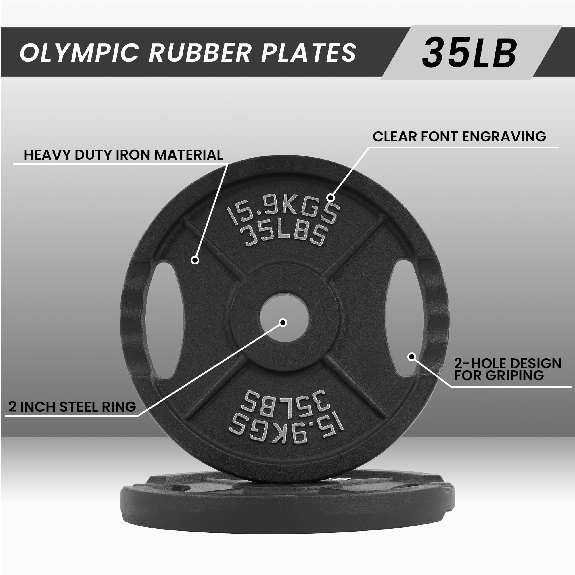 BalanceFrom Weight Plates, Cast Iron, 8.00 in * 2.00 in * 8.00 in, 35 lb, 2 Count