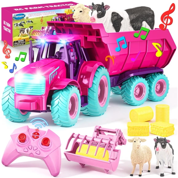 Set de juguete de tractor RC Funwee con luz y sonido para niños de 3 a 7+ años
